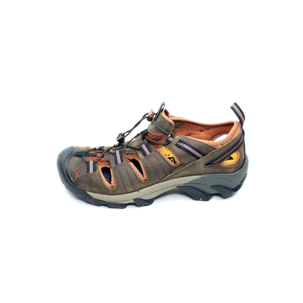 KEEN Arroyo II Mens Hiking Sandals Brown Black Orange Leather Size 11.5